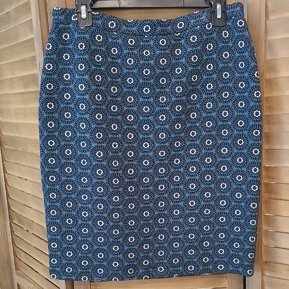 Leota Teal and Black Patterned Women's Skirt